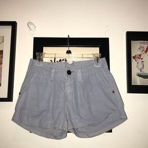 Blue Cotton pleated short